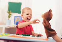 Puppet entertaining a child